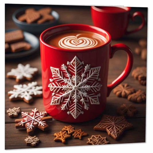 Hot Chocolate Snowflake Greeting Card 145 x 145mm