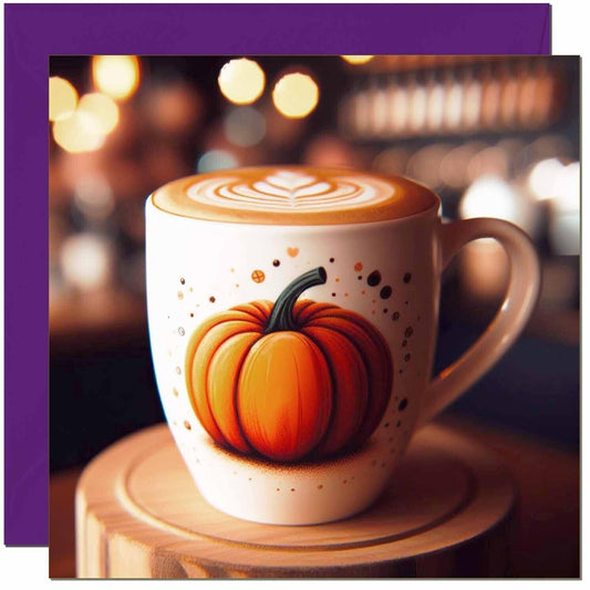 Autumn Greeting Card Pumpkin Spiced Latte Card October Fall November 145 x 145mm