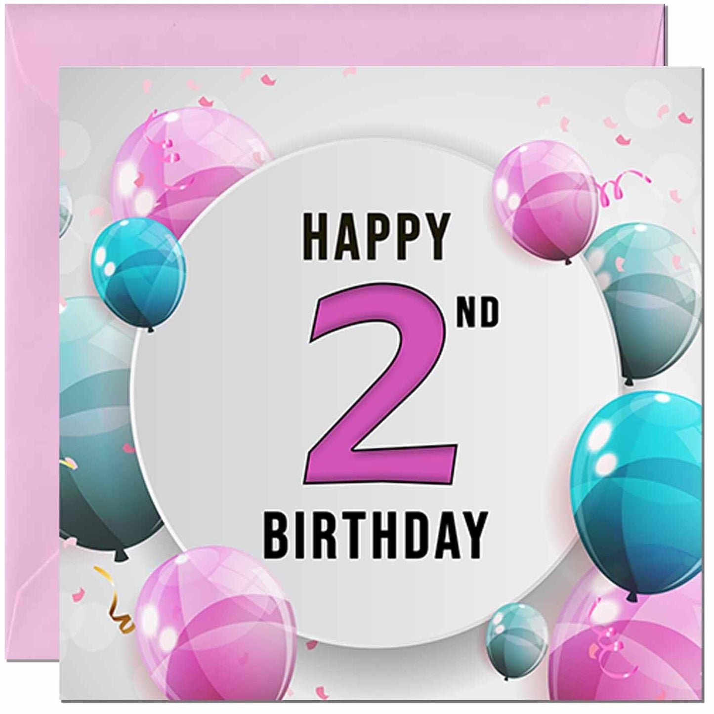 Birthday Card for women - Pink Turquoise Balloon Number