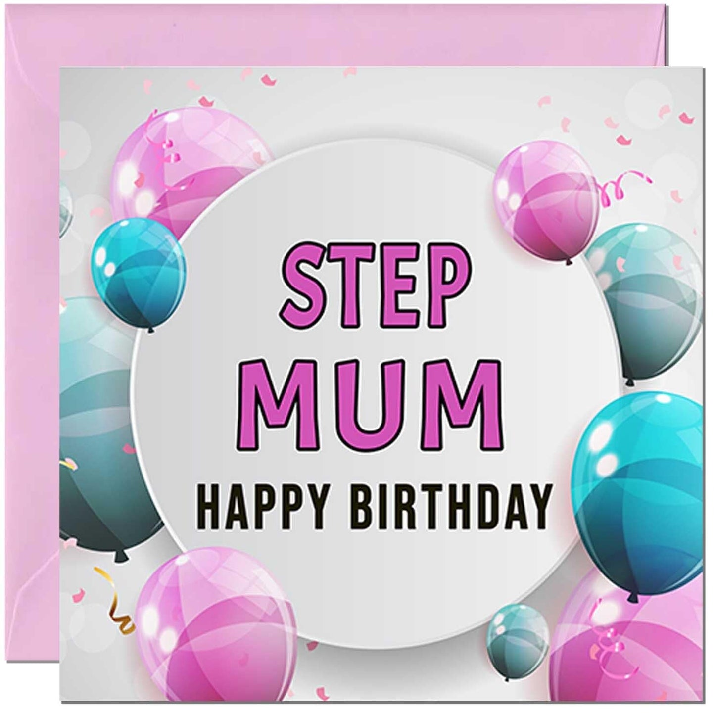 Birthday Card for women - Pink Turquoise Balloon Number