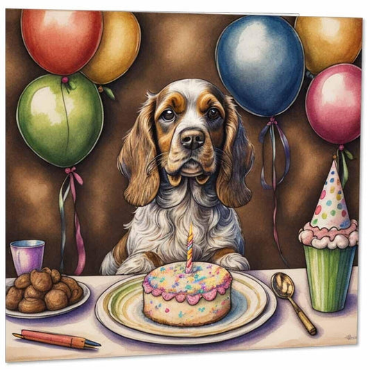 Cocker Spaniel Birthday Card - Cute Cocker Spaniel Dog 145mm x 145mm