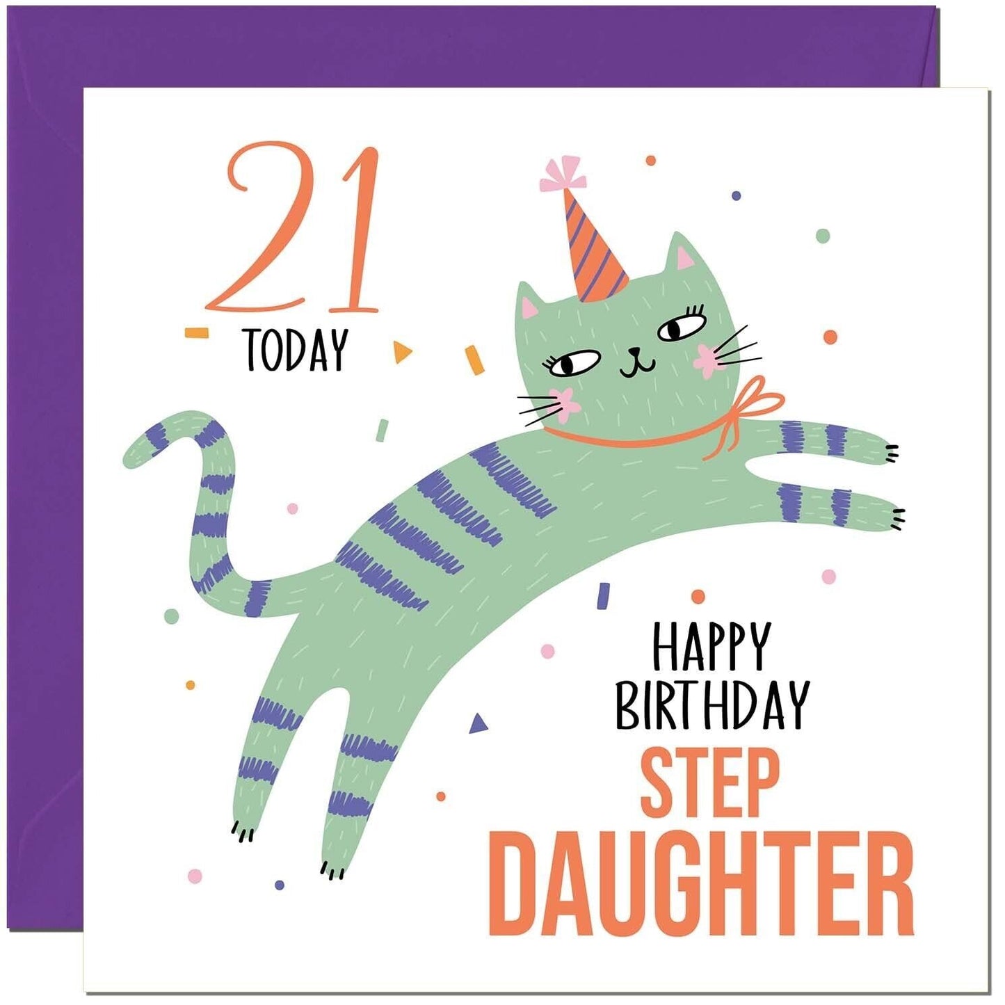 Step Daughter Birthday Card for Kids Cat Cute Step-Daughters