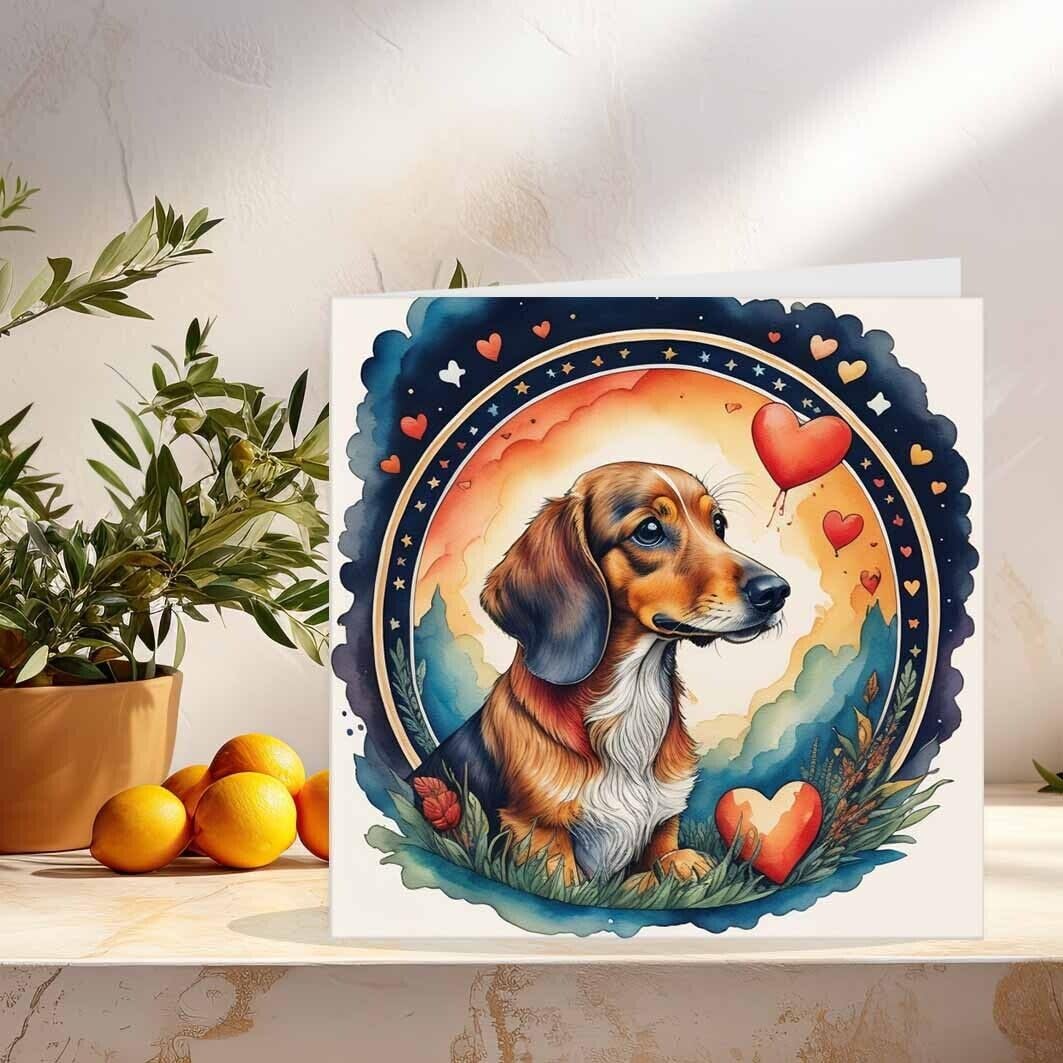 Dachshund Anniversary Card - Sausage Dog Card Love Valentines Day 145mm x 145mm