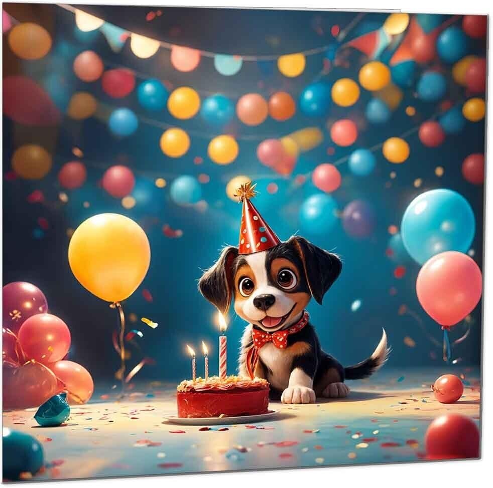 Cute Birthday Card for Kids - Dog birthday card 145 x 145mm