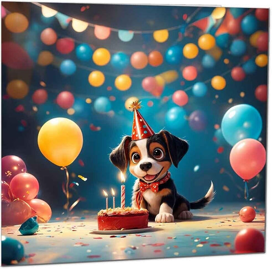 Cute Birthday Card for Kids - Dog birthday card 145 x 145mm