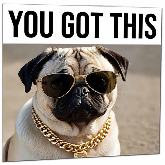 Good Luck Card - Cool Pug Dog You Got This Colleague New Job Card 145 x 145mm