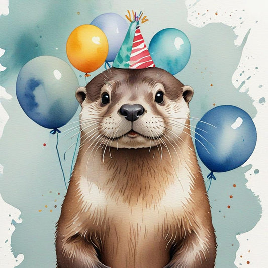 Otter Birthday Card - Otter bday Card 145 x 145mm