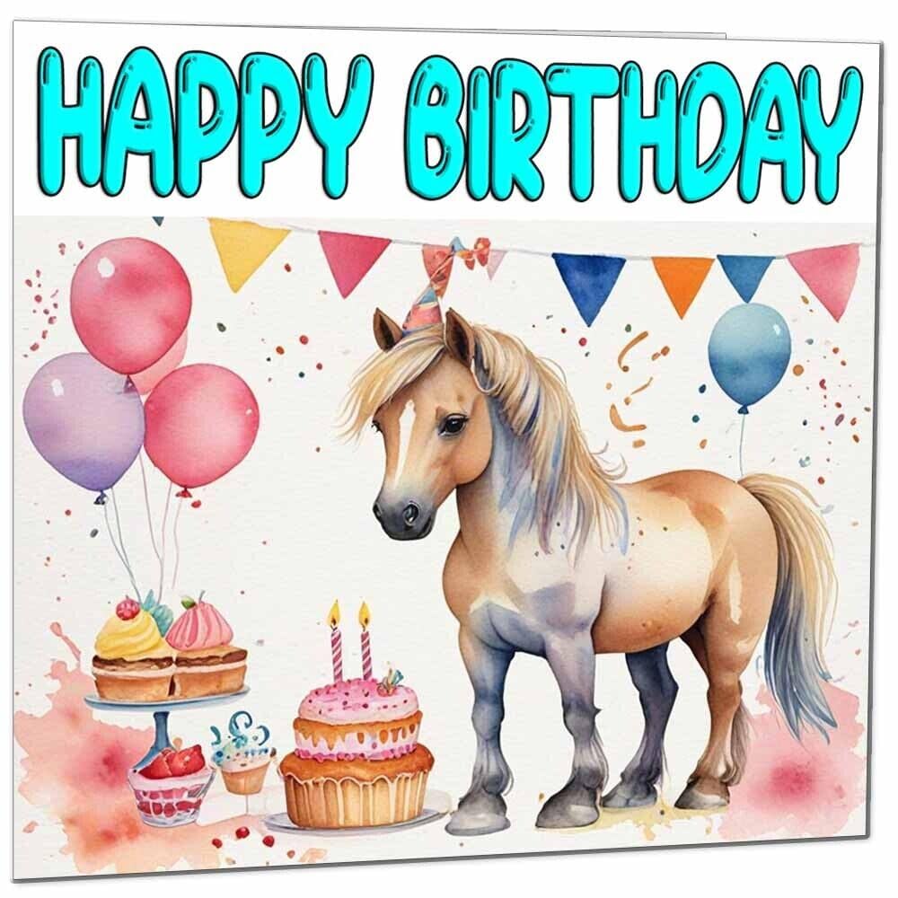 Pony Birthday Card - Cute Horse Birthday Card 145 x 145mm