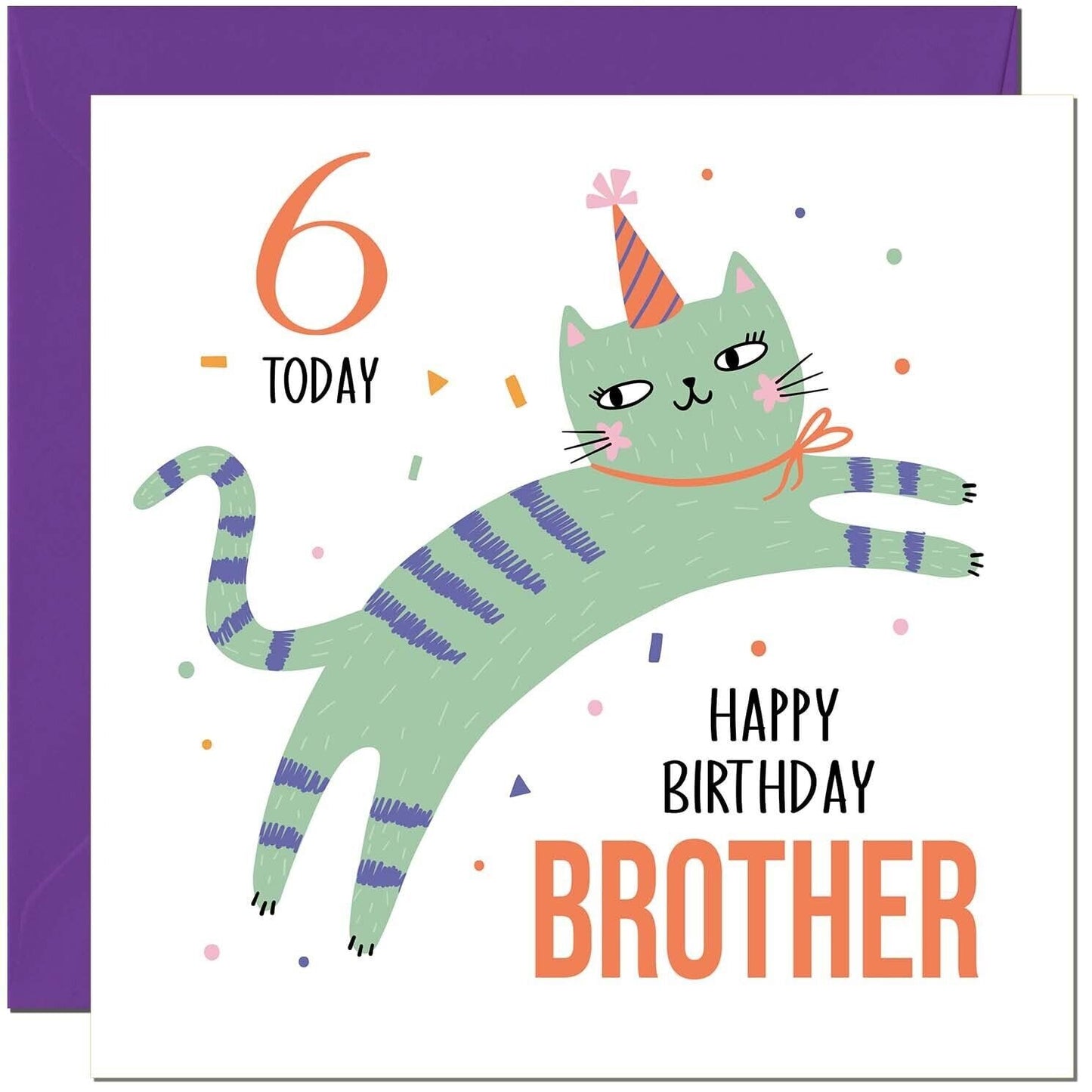 Brother Birthday Card for Kids Cat Cute Brothers