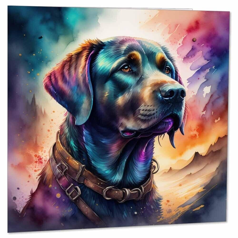 Labrador Dog Greeting Birthday Card Labrador illustration art 145 x 145mm