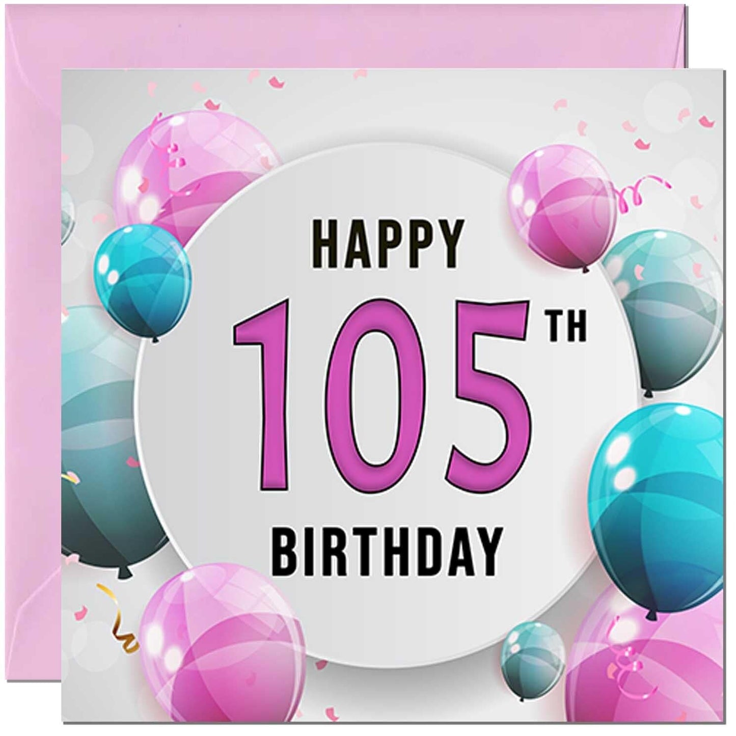 Birthday Card for women - Pink Turquoise Balloon Number