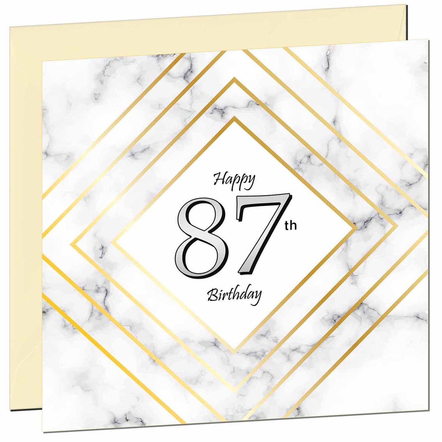 Birthday Card for Men Women - White Marble Gold - Birthday Cards for 59 year old Man FIfty Nine, Fifty Ninth Dad Grandad Grandpa Uncle Bday Gift Nan Mum Aunt