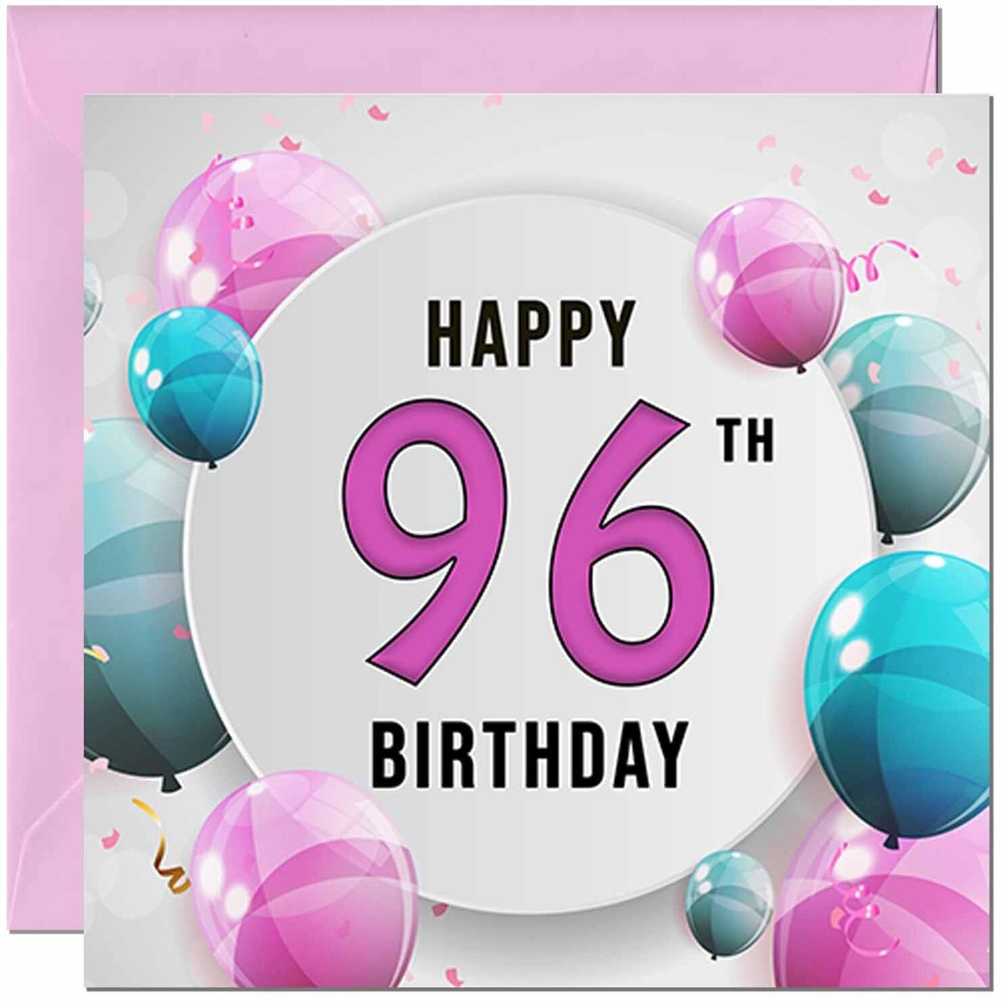Birthday Card for women - Pink Turquoise Balloon Number