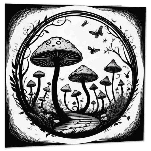 Gothic Toadstools Greeting Card Mushrooms Burton Creepy Alice 145 x 145mm