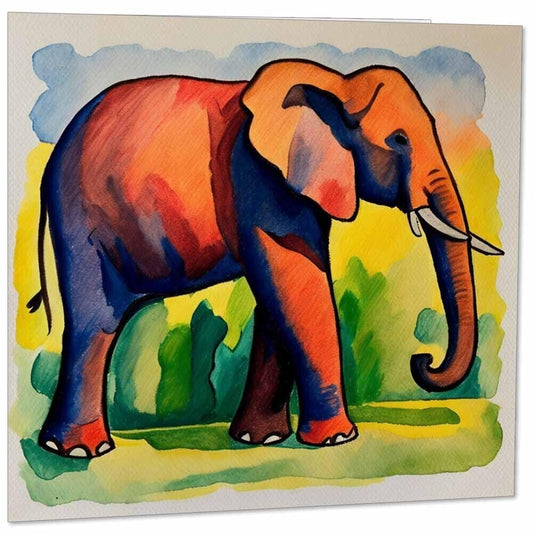 Elephant Greeting Card - Elephant Artistic Drawing 145mm x 145mm Square