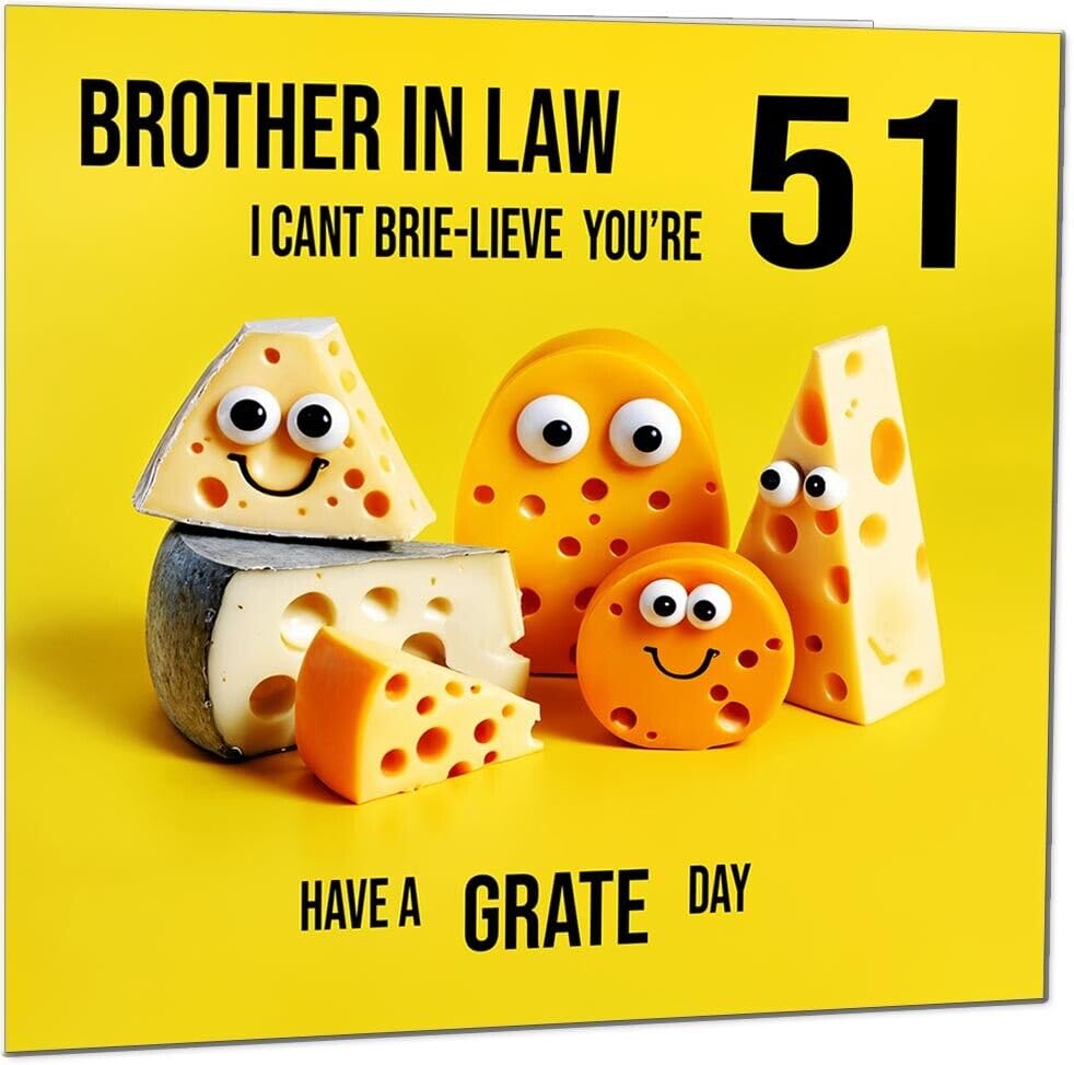 Brother in Law Birthday Card - Cheese Pun Funny Brother In Laws