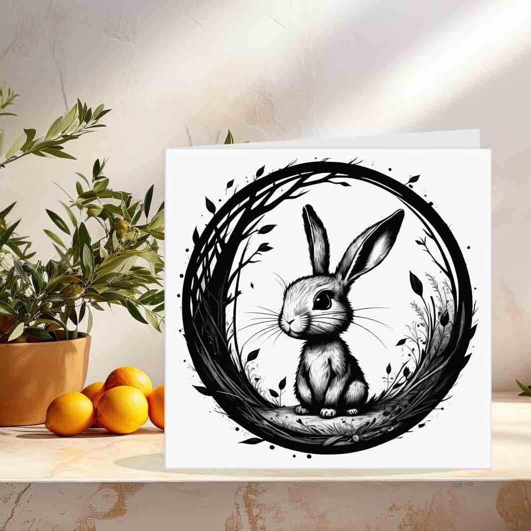 Gothic Bunny Rabbit Greeting Card 145 x 145mm