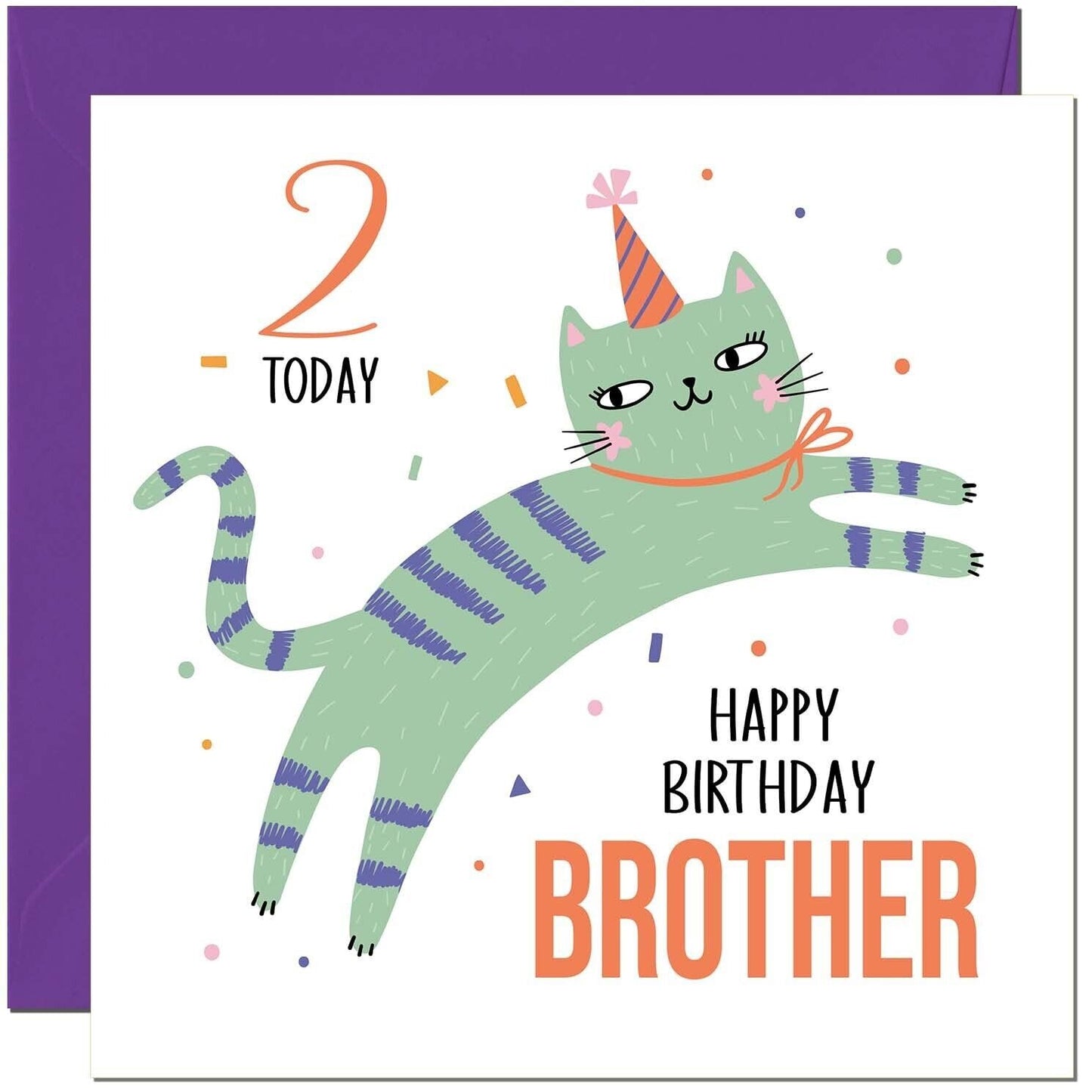 Brother Birthday Card for Kids Cat Cute Brothers