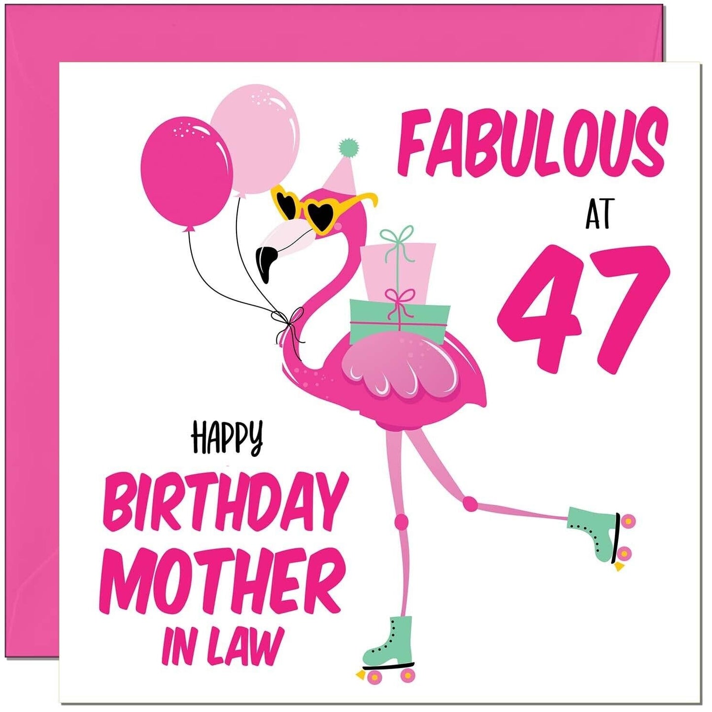 Mother In Law Birthday Card - Fabulous Flamingo - Pink Cute Mother-In-Laws