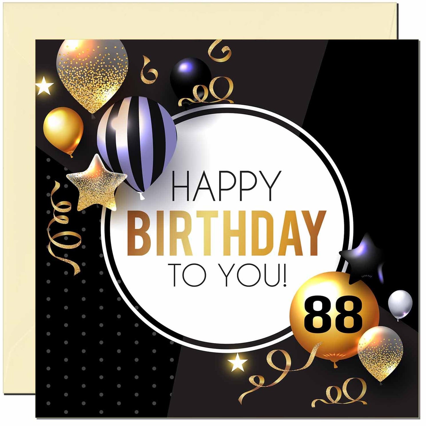 Birthday Card for Men Women - Gold & Black Balloons - Birthday Cards for 56 year old Man Dad Grandad Grandpa Uncle Bday Gift Nan Mum Aunt