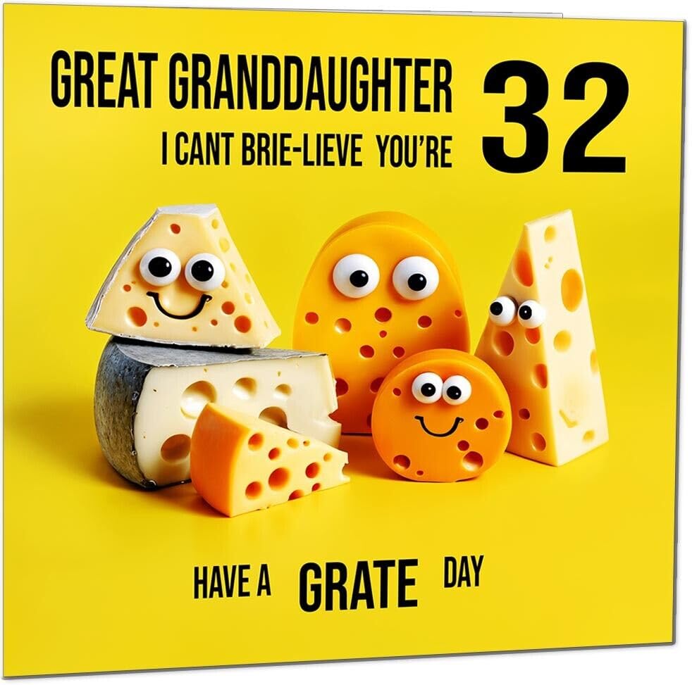 Great Granddaughter Birthday Card - Cheese Pun Funny Great Granddaughers