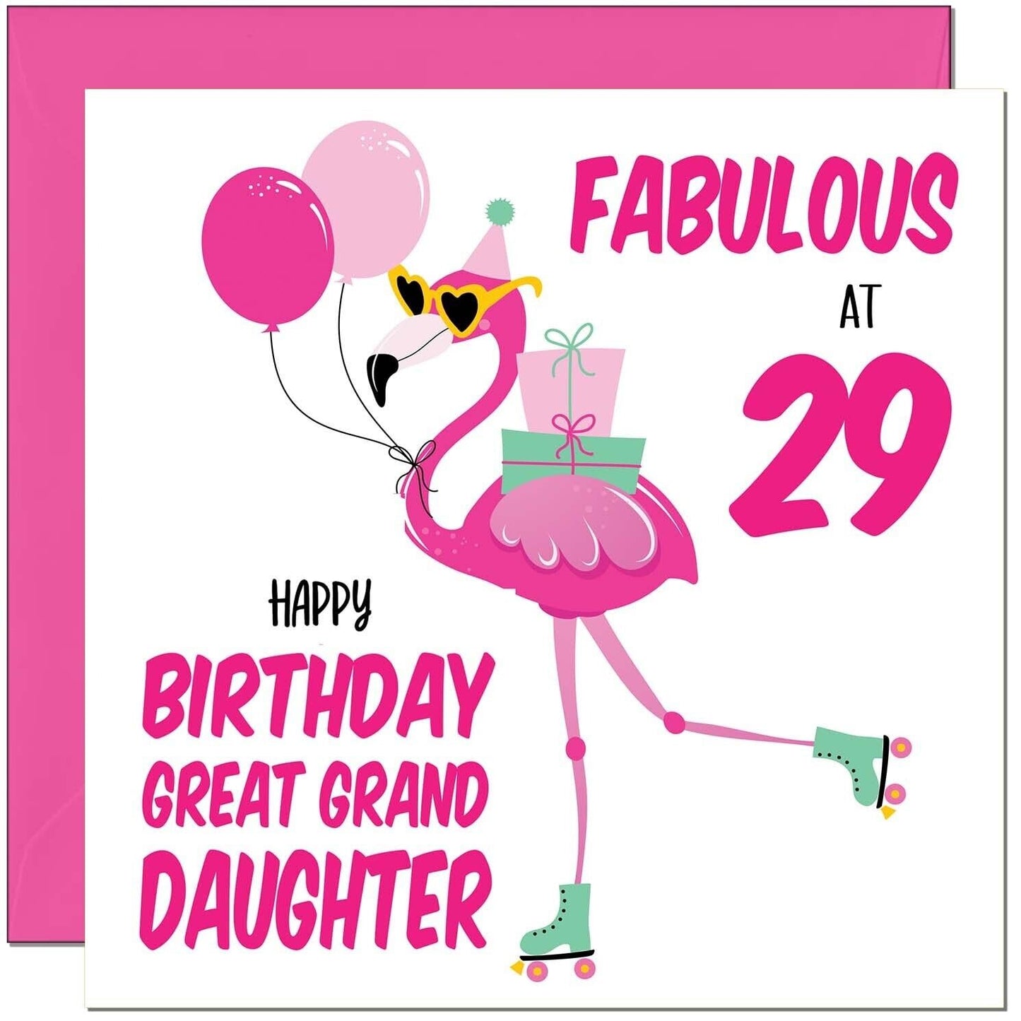 Great Granddaughter Birthday Card - Fabulous Flamingo - Cute Great Granddaughter