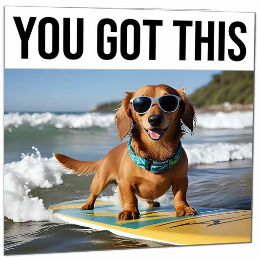You Got This - Surfing Dog - Good Luck Card Co Worker Colleague Leaving Card