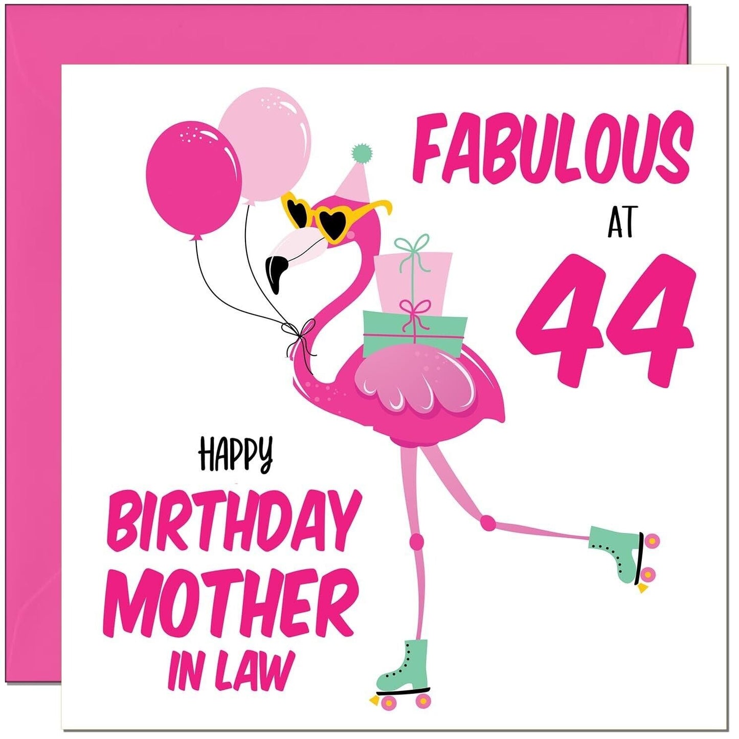 Mother In Law Birthday Card - Fabulous Flamingo - Pink Cute Mother-In-Laws