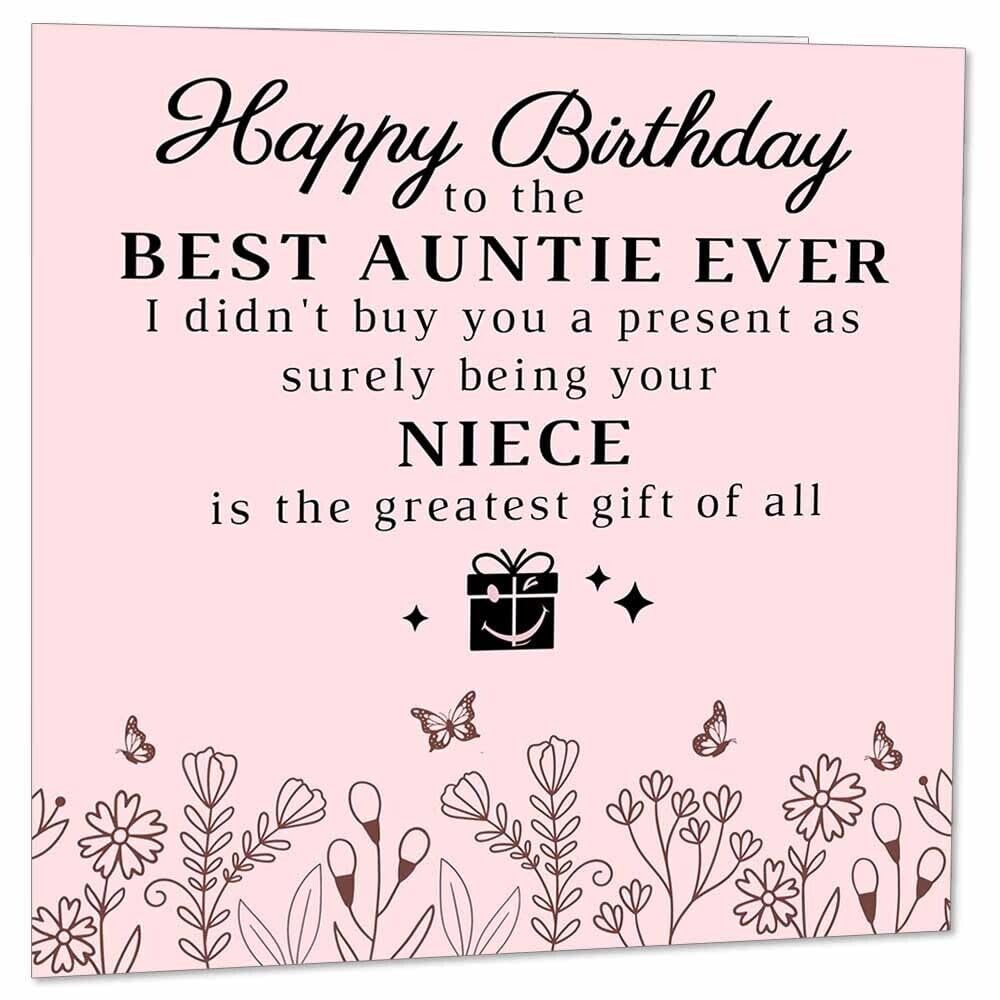 Birthday Cards for Aunt From Niece - Funny Auntie Birthday Card 145 x 145mm