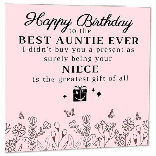 Birthday Cards for Aunt From Niece - Funny Auntie Birthday Card 145 x 145mm