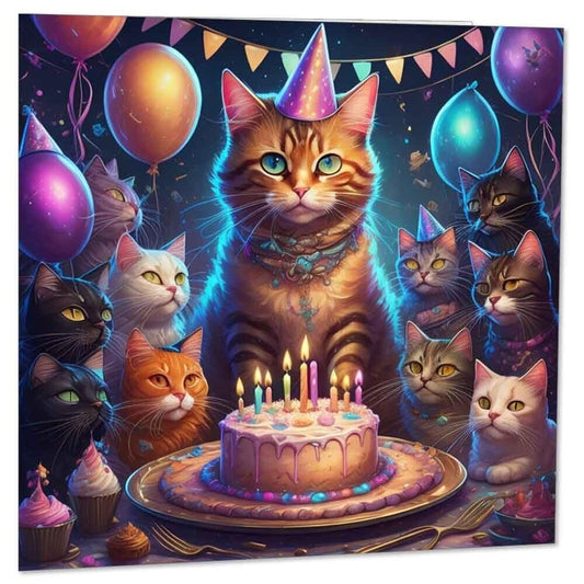 Cute Cats Birthday Card - Cat Kitty card 145mm x 145mm