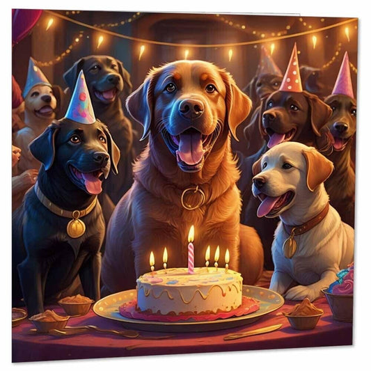 Labrador Birthday Card - Cute Kids Childrens Labrador Dog Birthday 145mm x 145mm