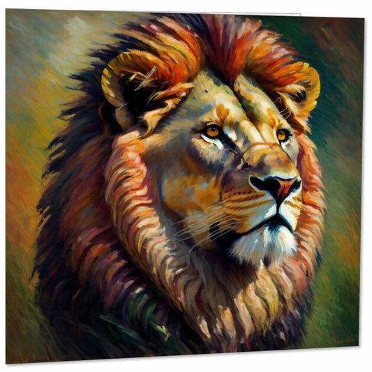 Lion Greeting Card - Animal Nature Impressionism Art 145mm x 145mm