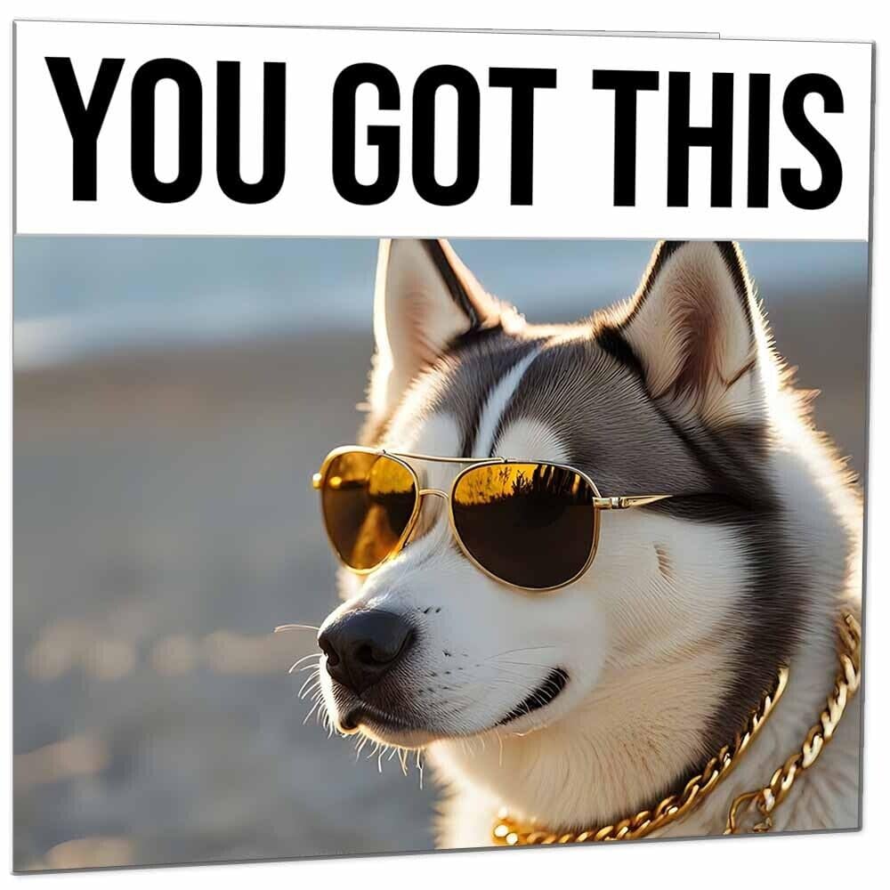 Good Luck Card - Cool Husky Dog You Got This Colleague New Job Card 145 x 145mm