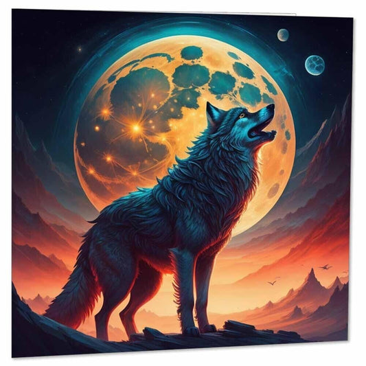 Howling Wolf Moon Greeting Card 145 x 145mm