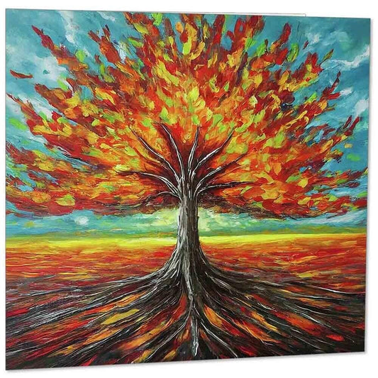 Flaming Tree Greeting Card 145mm x 145mm