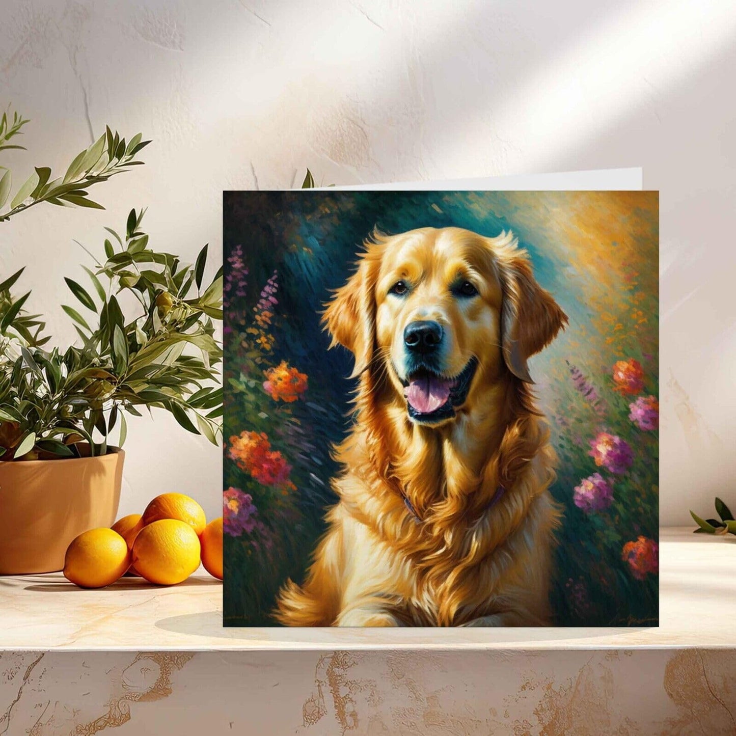 Golden Retriever Greeting Card - Dog illustration 145mm x 145mm