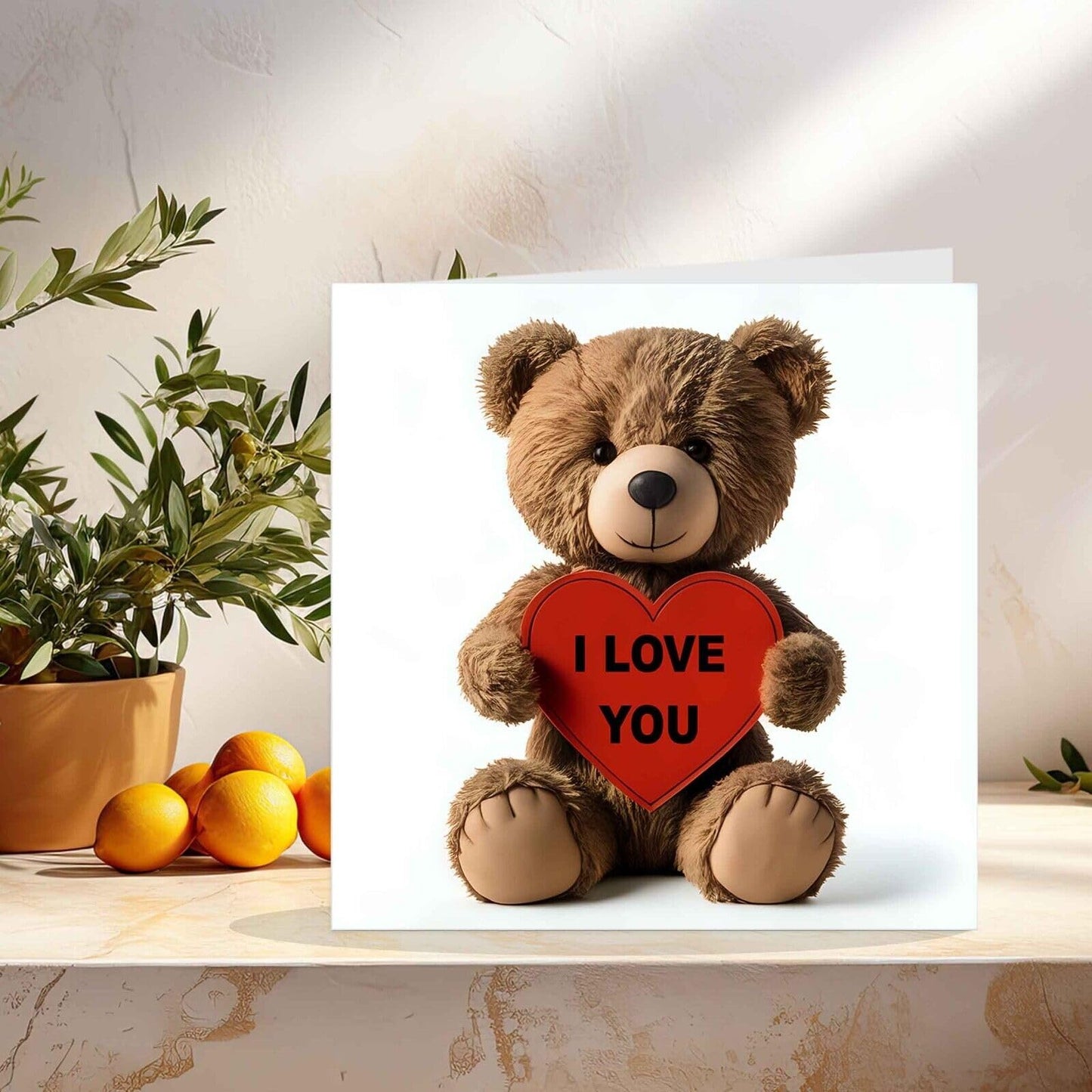 I Love You Card - Cute Bear Heart Girlfriend Boyfriend Anniversary 148mm x 148mm