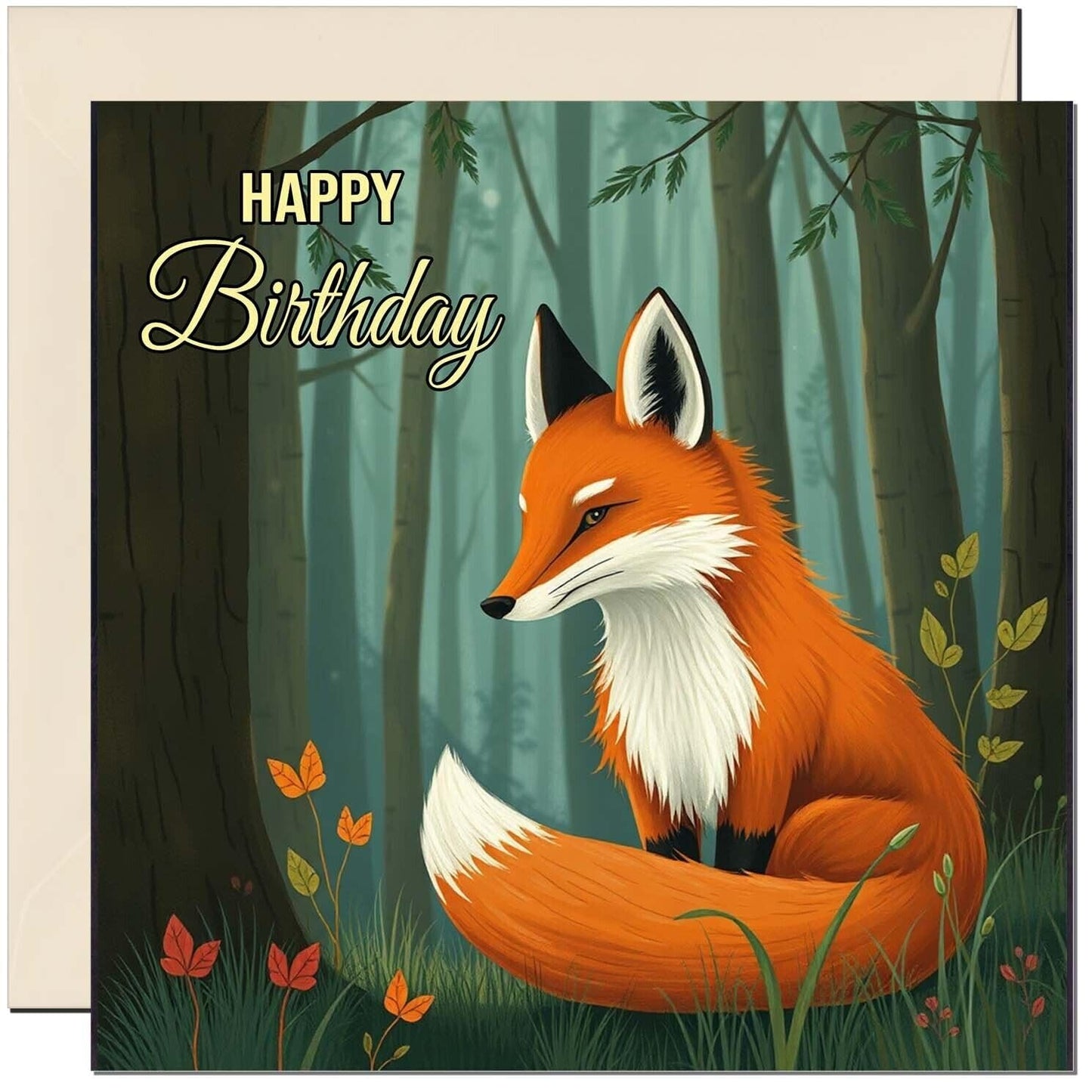 Cute Fox Birthday Card - Beautiful Birthday Card Forest Animal 145 x 145mm