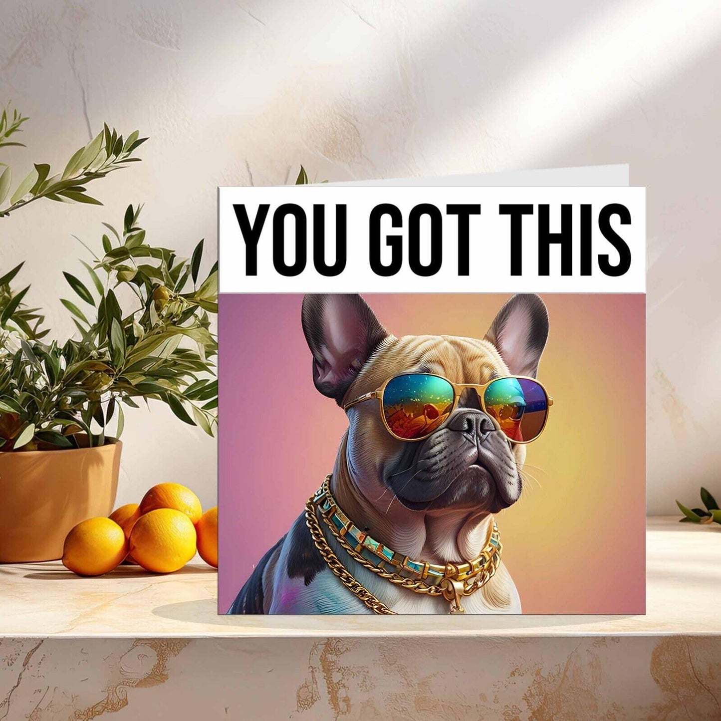 Good Luck Card - Cool French Bulldog Colleague Co Worker New Job Card 145 x 145