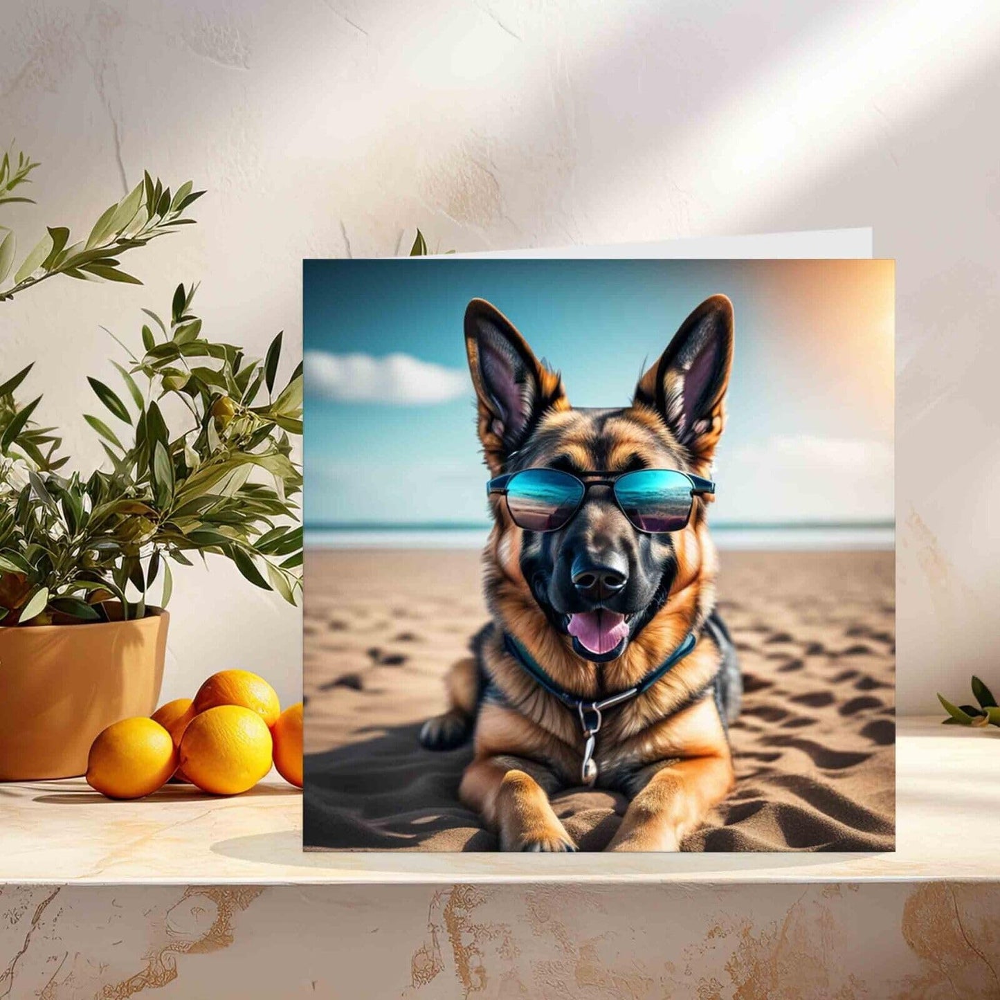German Shepherd in Sunglasses Greeting Card - Funny Dog Card 145mm x 145mm