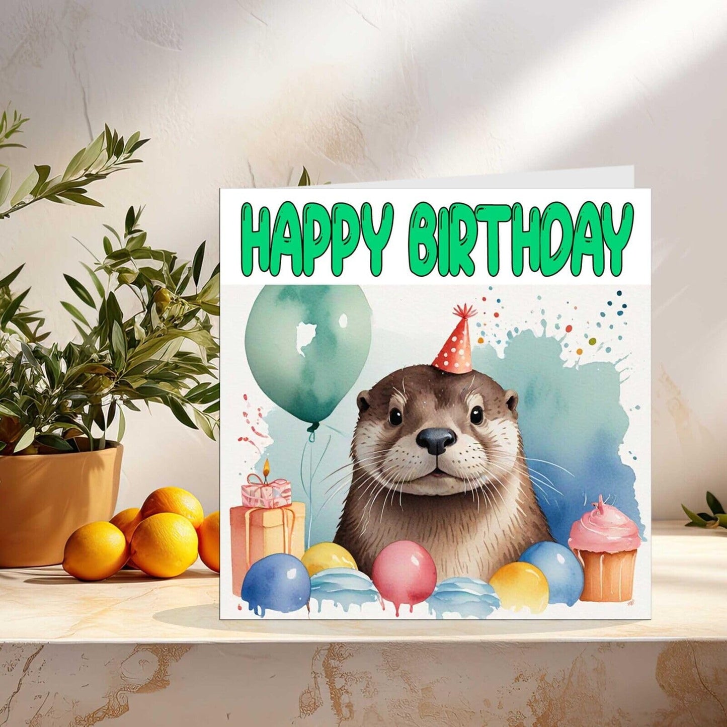 Otter Birthday Card - Fun Otter Bday Card 145 x 145mm