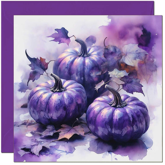 Purple Pumpkins Halloween Card - 145 x 145mm