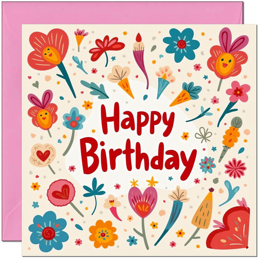 Floral Birthday Card - Cute bday card for ladies Women Aunt Niece Cousin