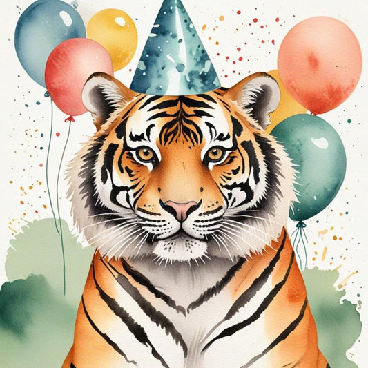 Tiger Birthday Card - Tiger Birthday party card - 145 x 145mm