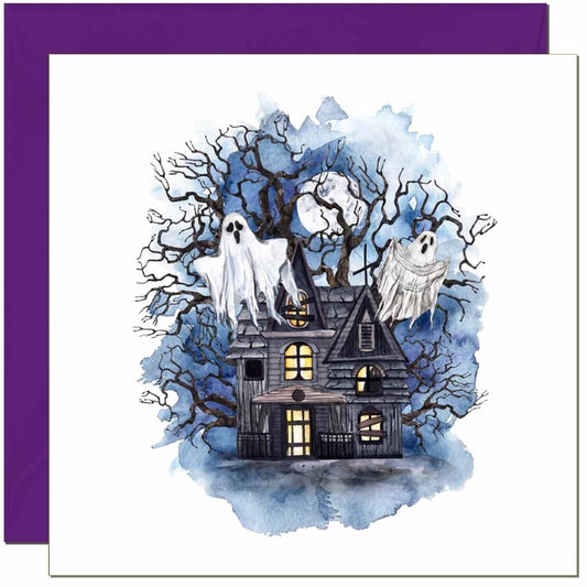 Halloween Card - Ghosts Haunted House 145 x 145mm