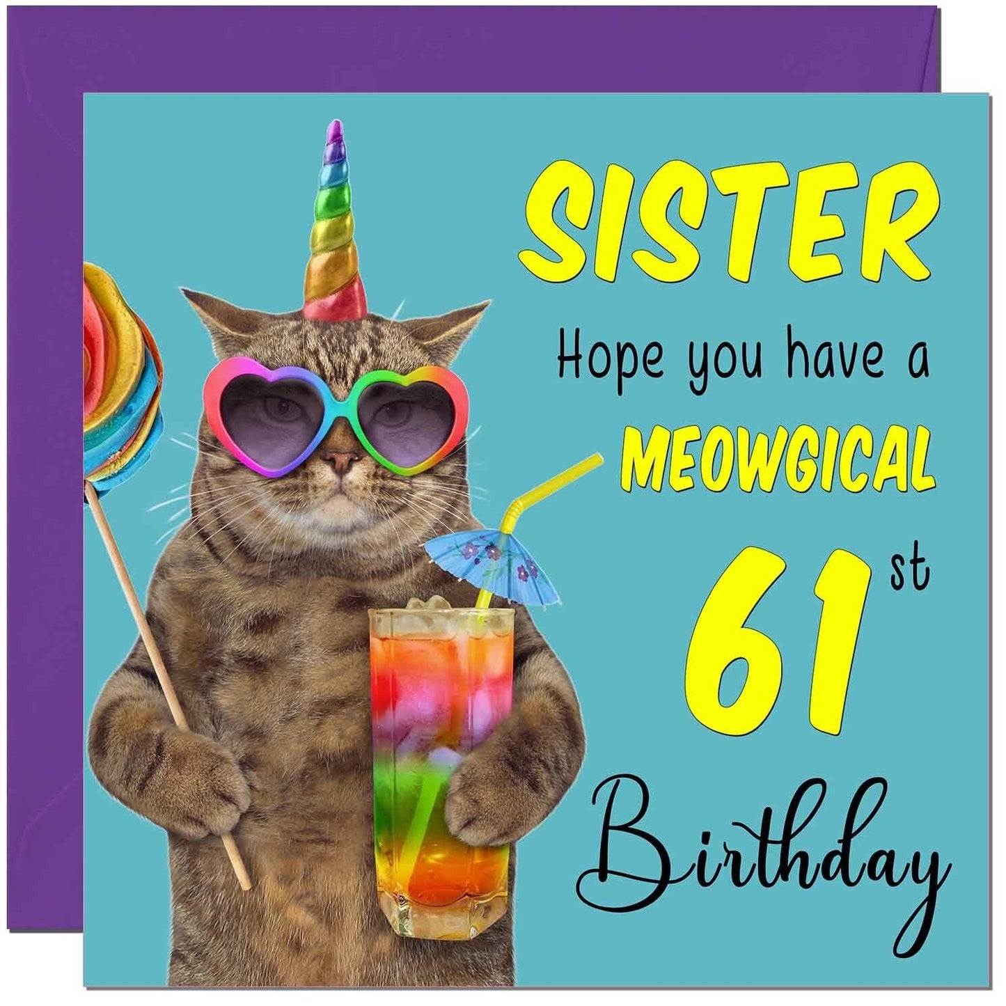 Sister Birthday Card - Meowgical Cat Funny Sister's