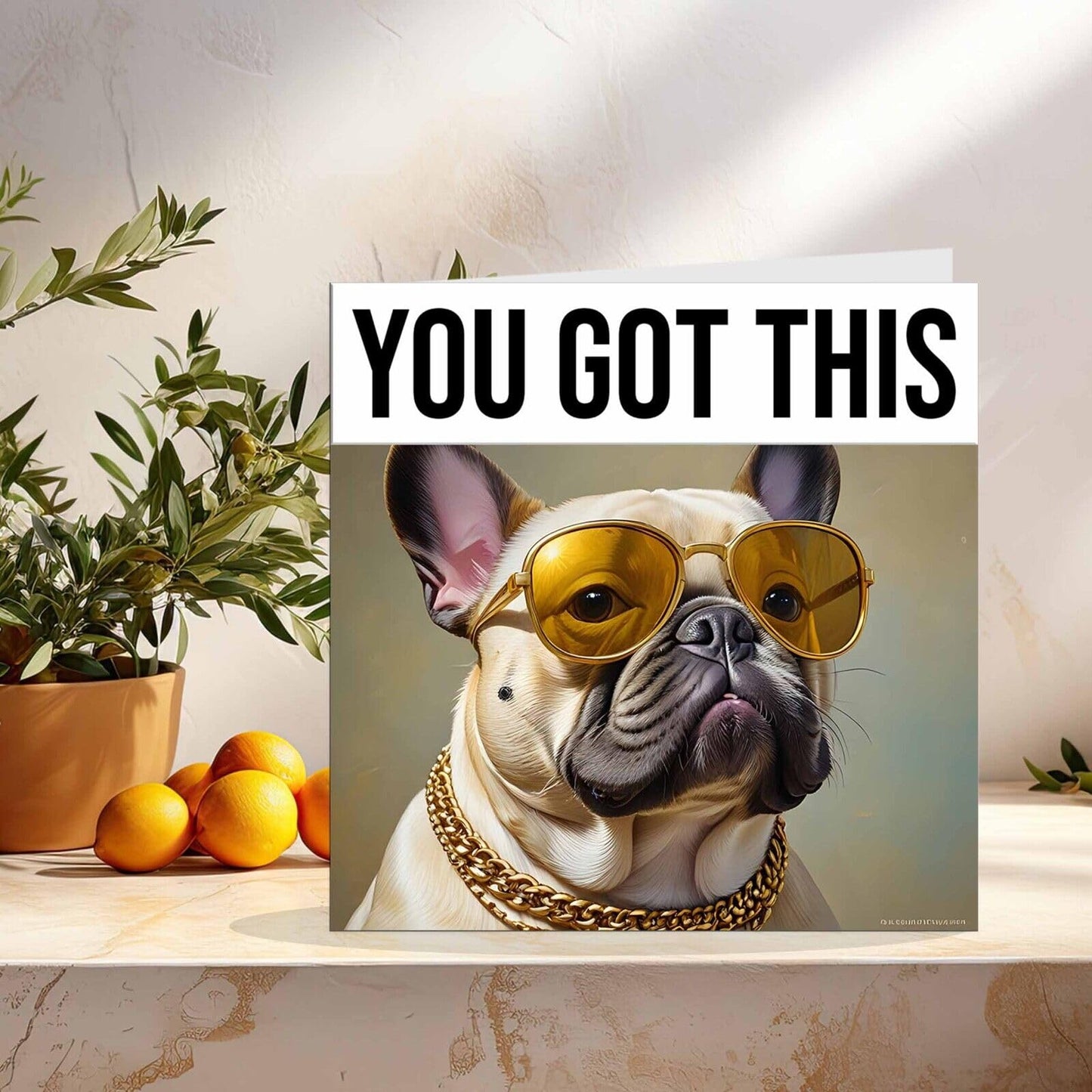 Good Luck Card - Cool French Bulldog - Colleague Co Worker New Job Card 145x145