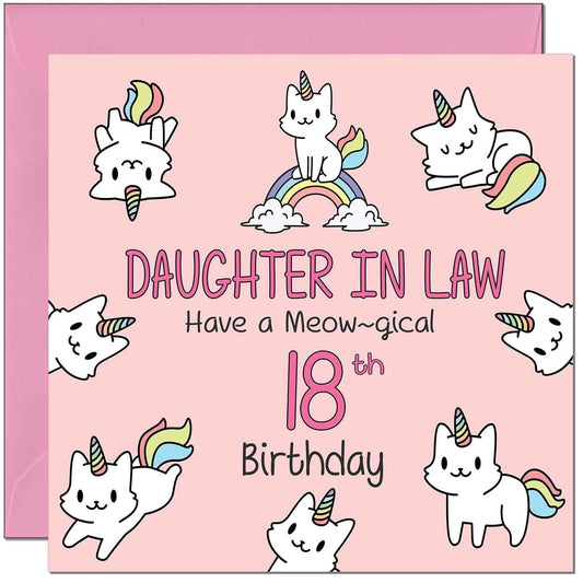 Daughter in Law Birthday Card - Funny Cat Cute Daughter in Laws
