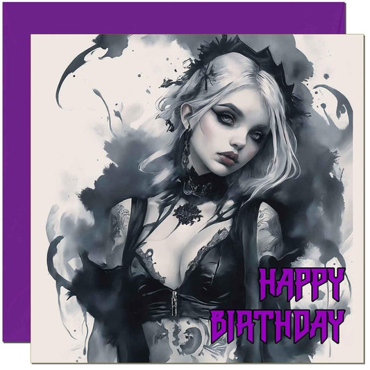 Gothic Birthday Card for Women Ladies Men Girls Her Him Sister 145 x 145mm